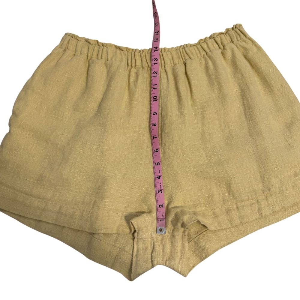 Shelter | Eva Shorts in Butter Yellow 100% Linen Elastic Waist Size XL - Picture 14 of 15